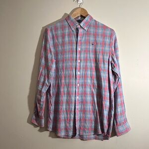 Vineyard Vines Blue and Pink Checkered Shirt